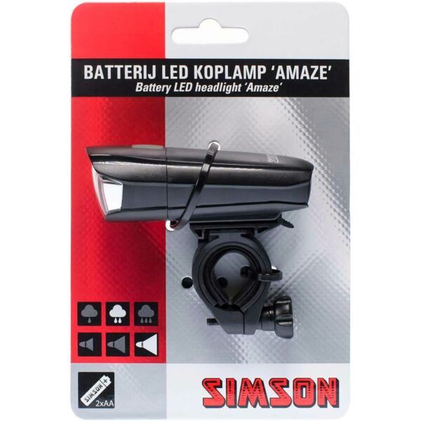 Simson koplamp Amaze batterij 25 lux stuurbocht