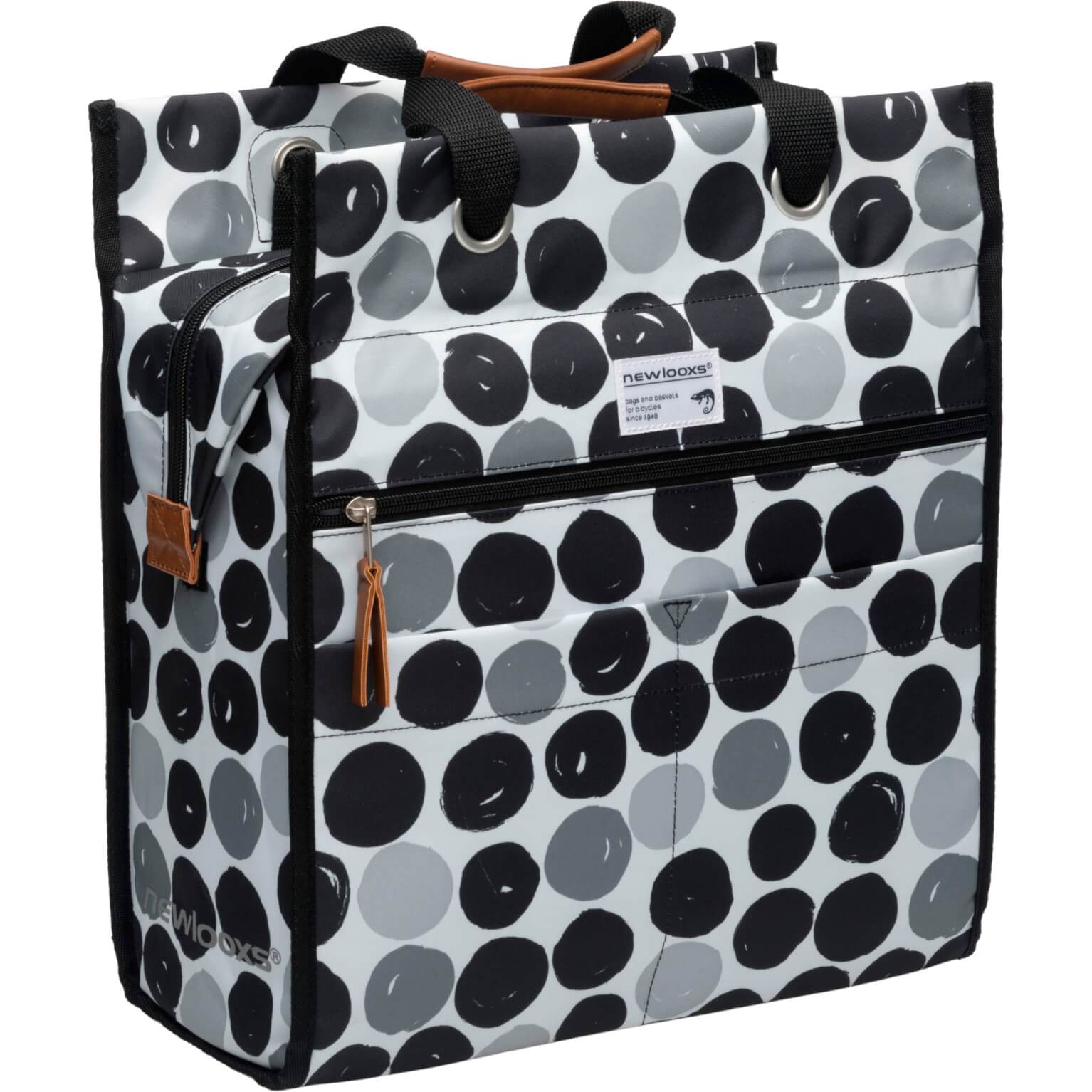 Fietsuniek New Looxs Shoppertas Lilly Dots Zwart fietsuniek kopen in de aanbieding