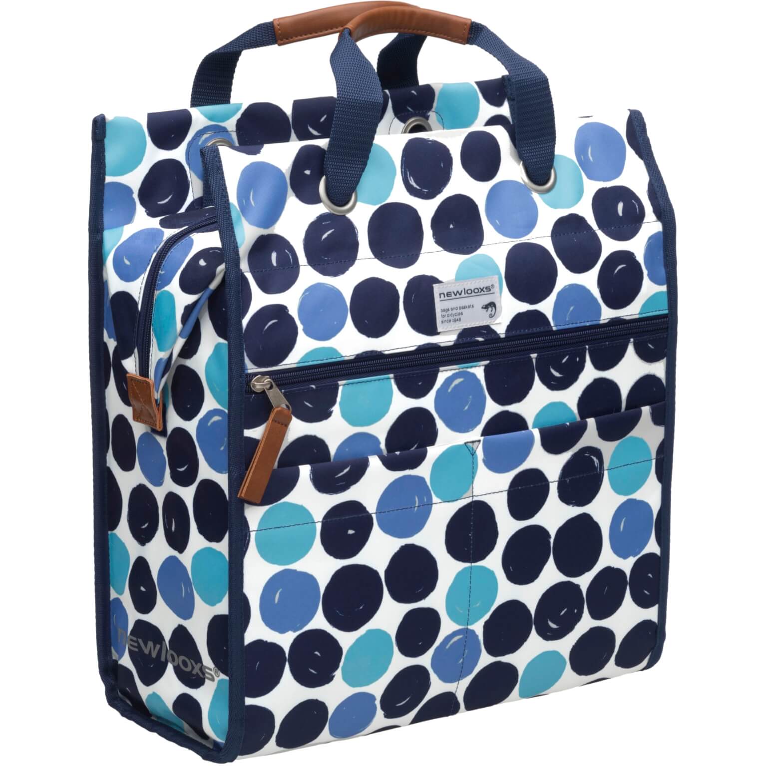 Fietsuniek New Looxs Shoppertas Lilly Dots Blauw fietsuniek kopen in de aanbieding